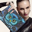5D Diamond Blue Owl Painting Clutch Bag Leather Wallet Purse DIY F. Women Zipper