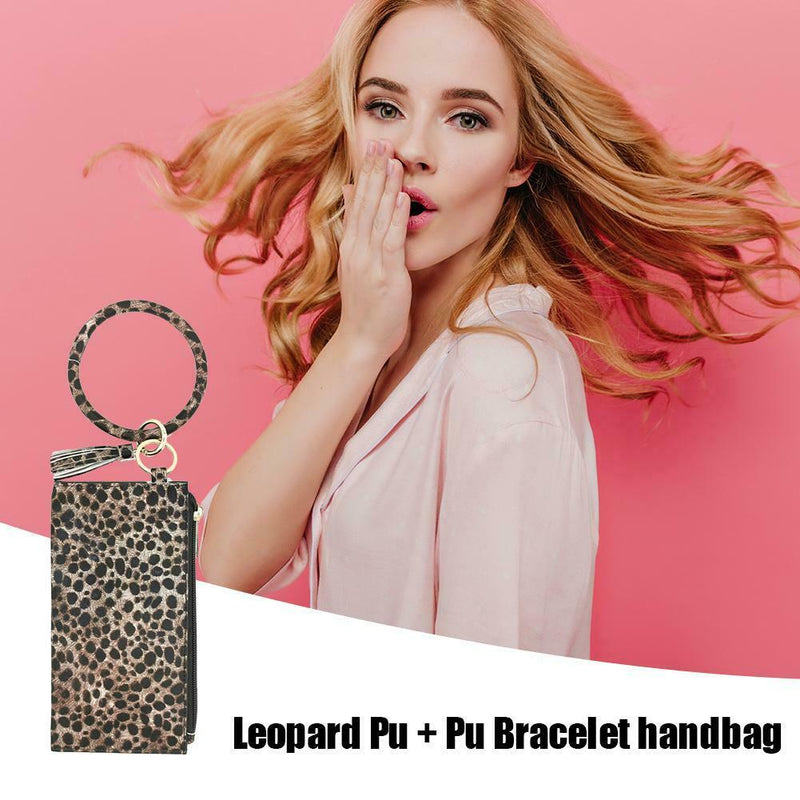 Leopard Women Handbag PU Leather Purse Tassel Keyhain Clutch Bag (Style 6)