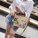 New Straw Bag Female Shoulder Versatile Handbag Embroidery Woven Bucket Bag
