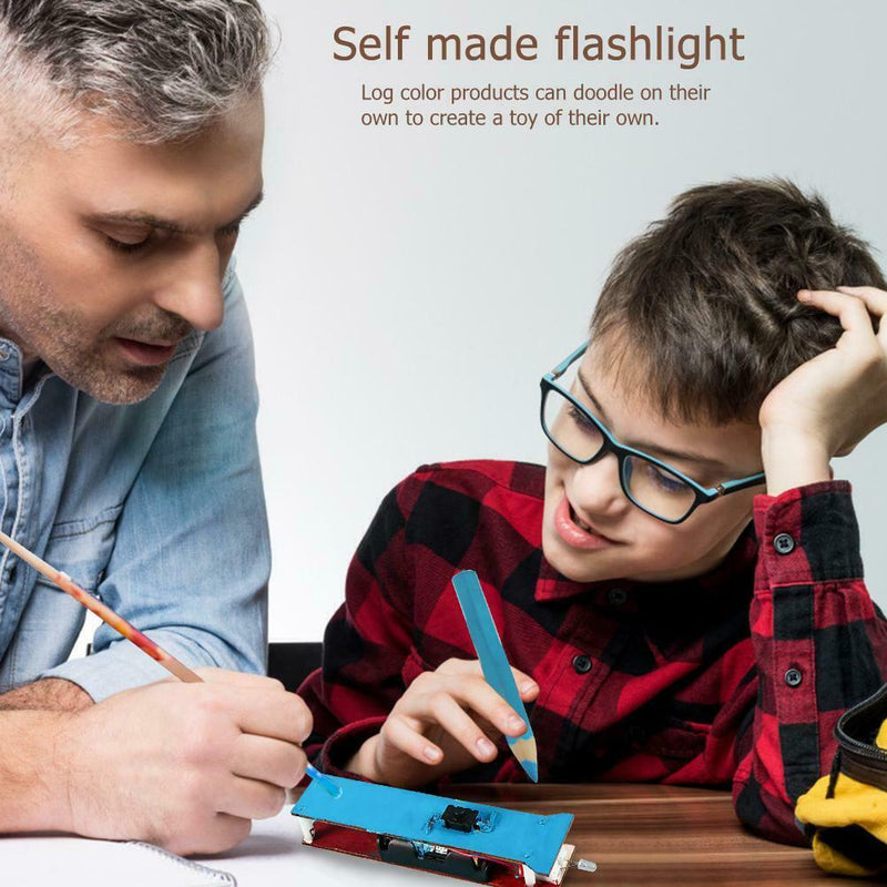 DIY Flashlight Wood Toys Kit Kid Educational Physics Science Assemble Craft