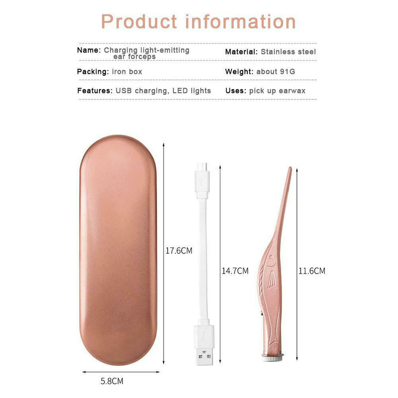Luminous Earpicks Tool Ear Wax Tweezers USB Charging Earpick for Children