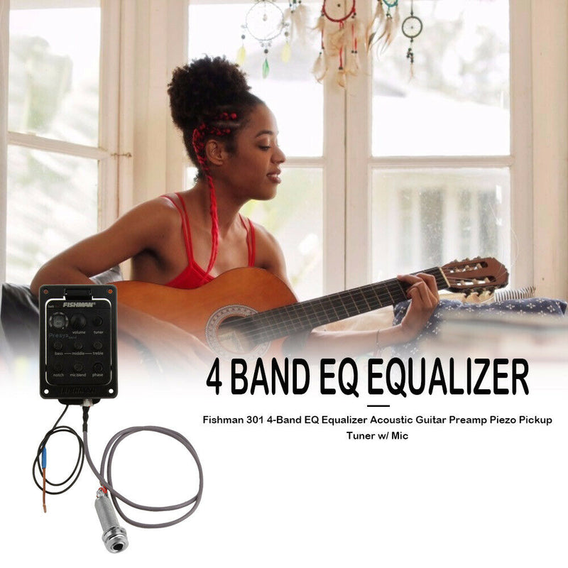 Fishman 301 4-Band EQ Equalizer Guitar Preamp Piezo Pickup Tuner with Microphone