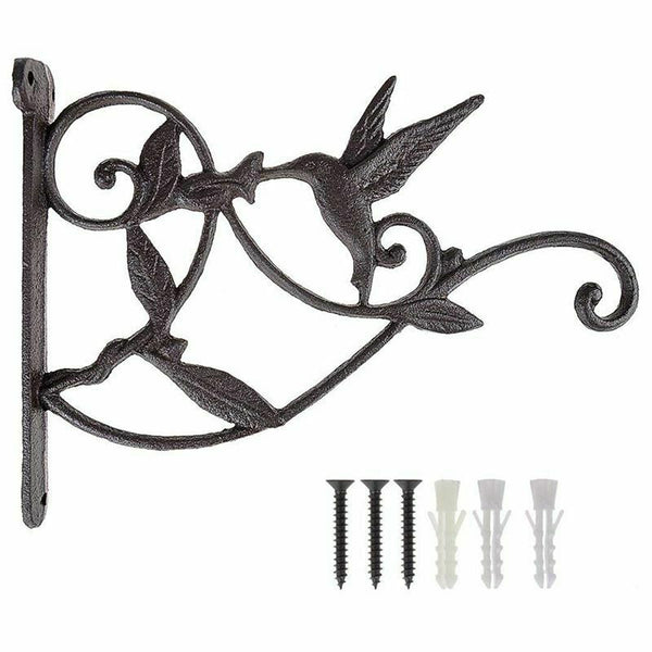 Hanging Plant Hook Hummingbird Cast Iron Decorative Flower Basket Wall HangiB8F1