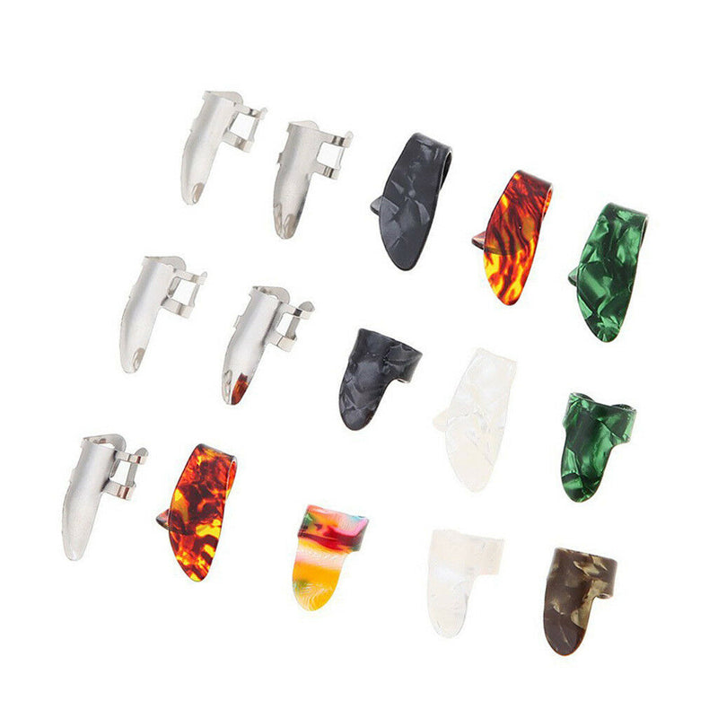 1 Set Celluloid Thumbpicks Fingerpicks w/ Metal Fingerpicks for Guitar Bass