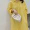 Fashion Women Shoulder Crossbody Bag PU Leather Solid Color Clutch (White)