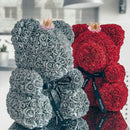 25Cm Teddy Bear With Crown In Gift Box Bear Of Roses Artificial Flower New  P1U5