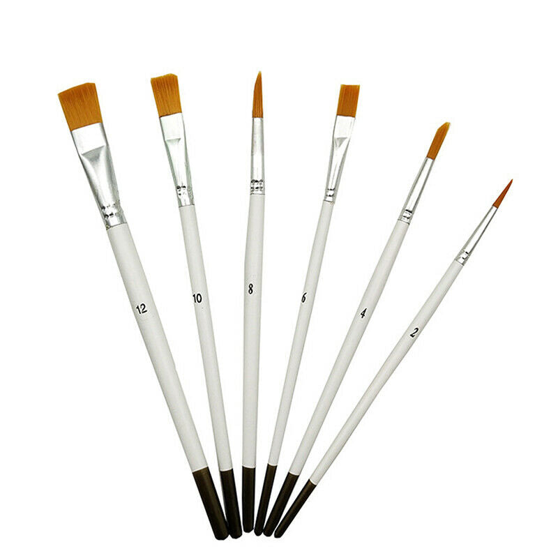6 white wooden nylon brushes Drawing Gouache watercolor pen and oil brush sS Ew