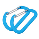 2Pcs Portable Aluminum Alloy Carabiner D Shape Quickdraw Backpack Buckles