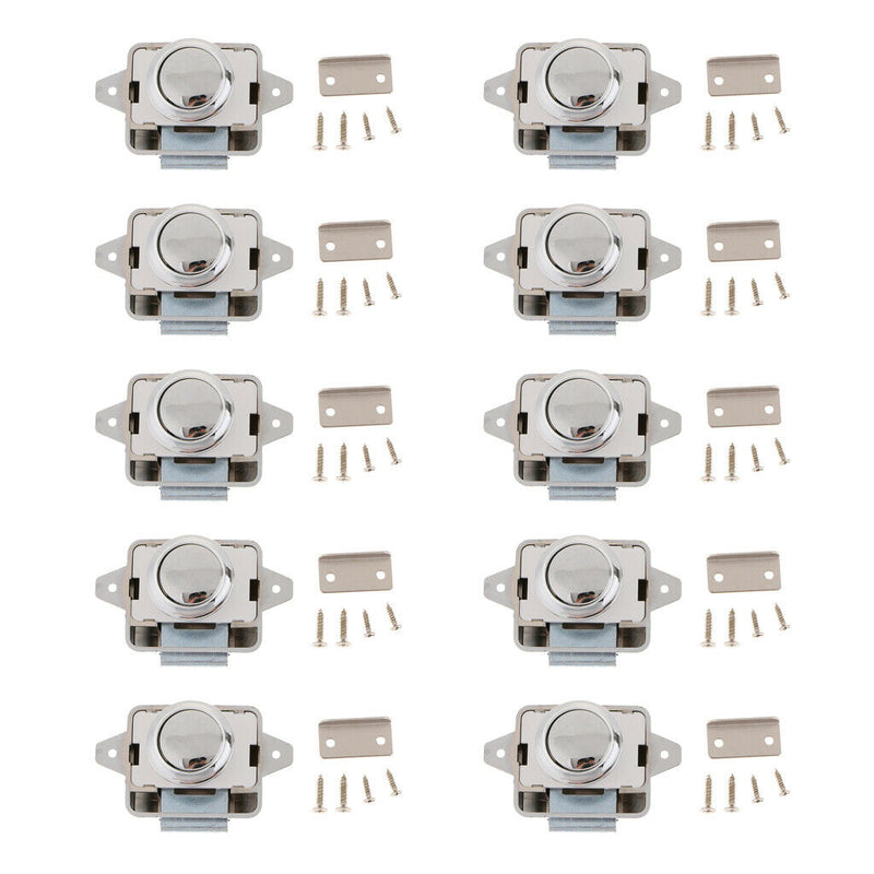 10pcs Push Button Drawer Cupboard Catch Lock Latch for Trailer RV Boat New
