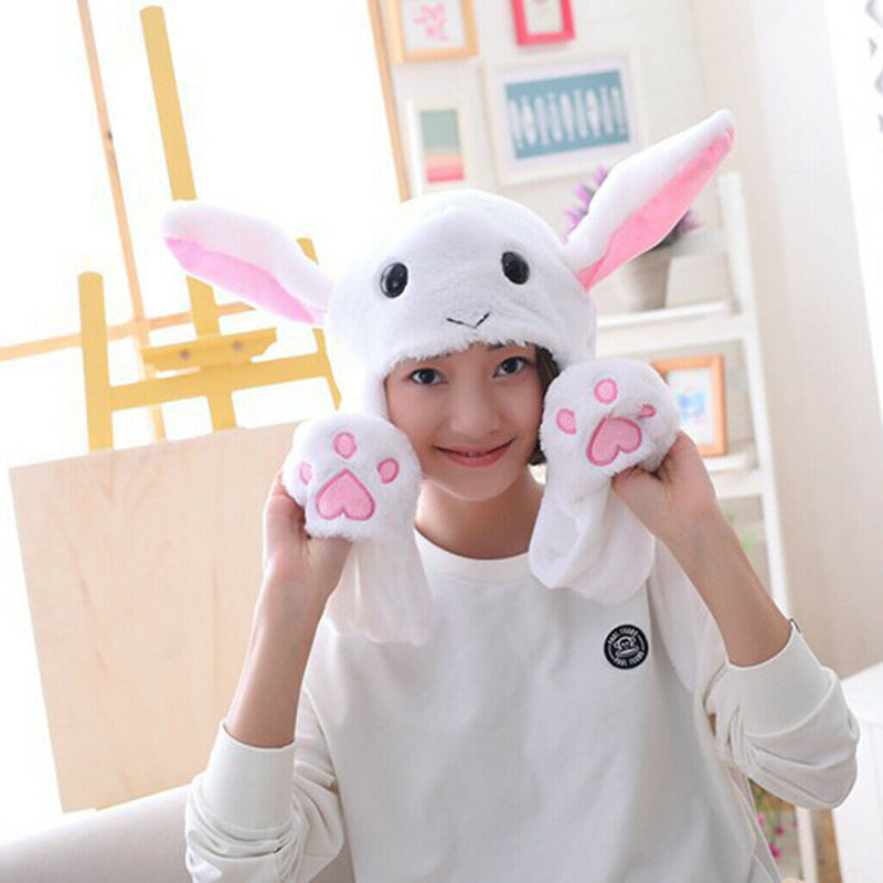 Rabbit Hat Ear Moving Jumping Hat Funny Bunny Plush Hat Cap For Women Girls