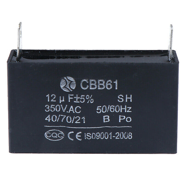 Black 12uF Generator Capacitor Generator CBB61 12uF 50/60Hz 350VAC Fan Mo 3C