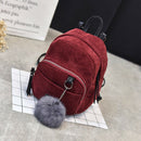 New Fashion Spring Women Corduroy Mini Backpack Girls School Bag with Plush