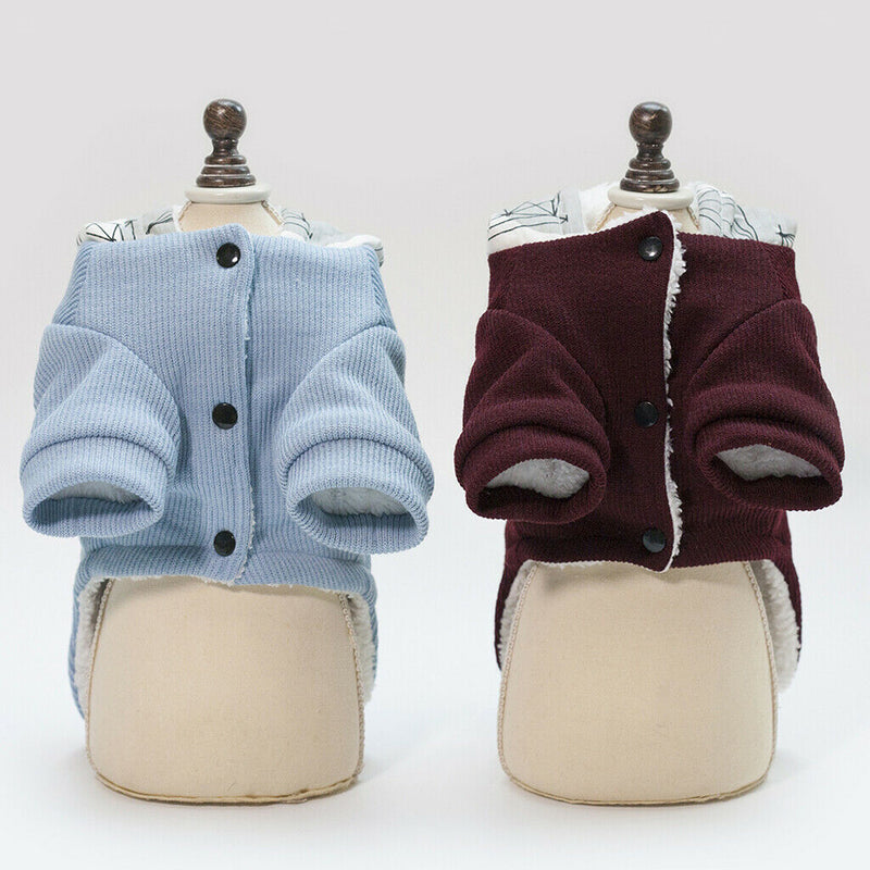 Dog Coat Hoodie Pet Winter Clothes Warm Soft for Medium Large Dogs Blue M
