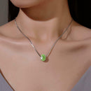Crystal Ball Pendant Necklace Fashion Rhinestone Choker Jewelry (Green) A
