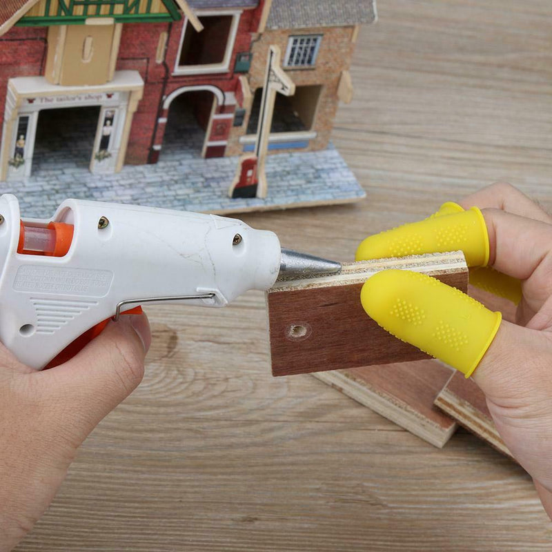 Anti-slip Hot Glue Gun Finger Cap Silicone Finger Cover Sleeve (Yellow 5pcs