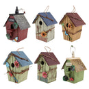 2 Pieces Retro Wooden Condo Bird House Hanging Ornaments for Home Indoor/Outdoor