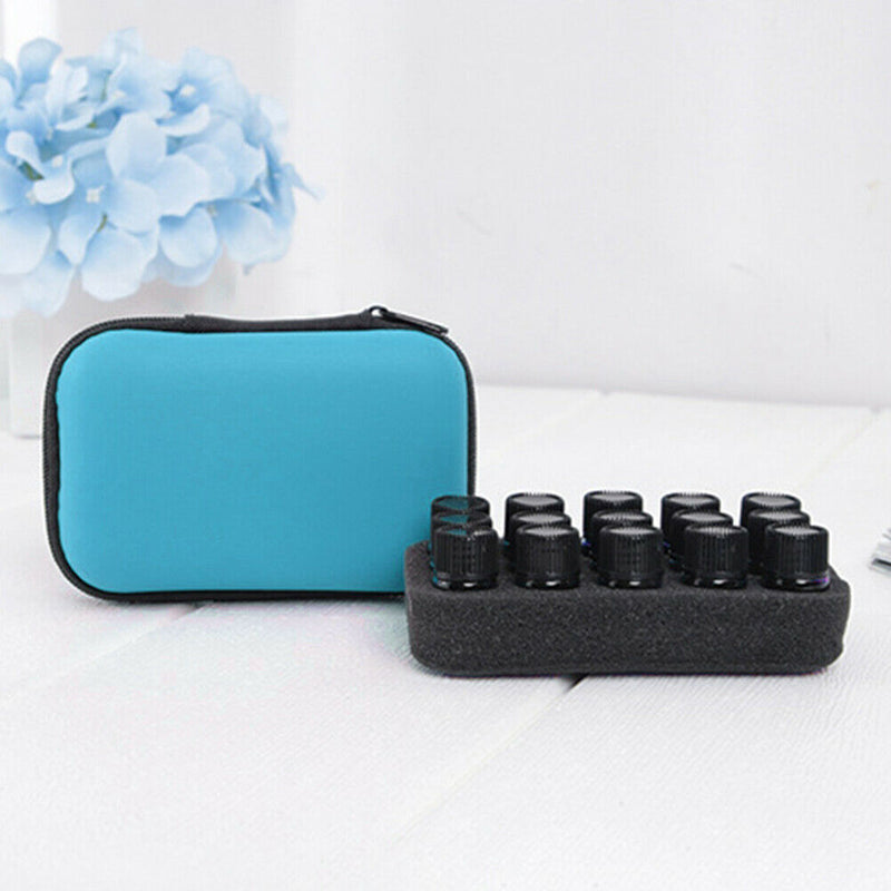 15 Slot Essential Oil Bottle Holder Rollers Storage Bag Organizer (Blue) A