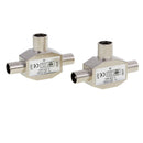 2pcs 2-Way PAL TV Aerial Coaxial Antenna Signal Splitter 1 Female To 2 Male