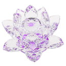4" Crystal Glass Lotus Flower with Gift Box Feng Shui Ornament Decor Purple