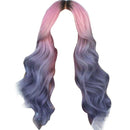 Womens Gradient Wigs Loose Long Curly Straight Wavy Synthetic Full Hair Wig T2E4