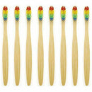 Natural Bamboo Toothbrush Made with Rainbow Nylon Infused Bristles in Recyc D7X5