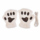 Women Cute Cat Claw Paw Mittens Warm Soft Plush  Fingerless  Bear Cat Gloves Hn