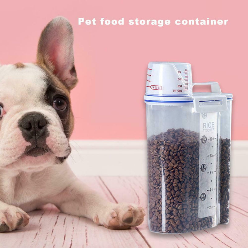 Pet Food Storage Container Sealed Dogs Cats Puppy Feeder with Measuring Cup