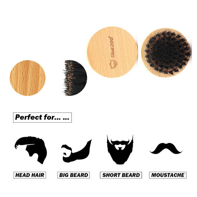 Wood boar hair bristle beard mustache brush military hard round wood handle JR