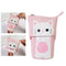 Cute Cat Pencil Case Flexible Pen Bag Zipper Box Makeup Brush Pouch White