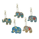5Pcs Diy Full Special Shaped Diamond Painting Elephant Cartoon Keyring Keyc