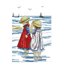 Stamped Cross Stitch Kit 11 Count Printed Sisters Beach Embroidery Crafts
