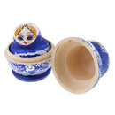 Set of 10 Pieces Hand Painted Blue Girls Russian Babushka Matryoshka Nesting