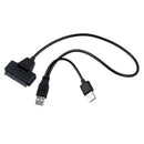 USB 2.0 to SATA Serial ATA 15+7 22P Adapter Cable For 2.5" HDD Laptop Hard
