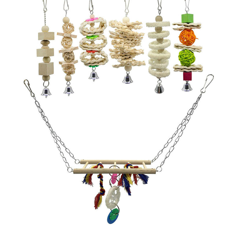 7x BIRDS CHEW TOYS CAGE HANGING SWING LADDER TOYS FOR SMALL TO LARGE PARROTS