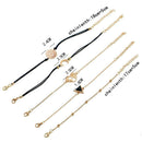 5pcs/set Boho Bracelet Women Hollow Flower Bead Chain Moon Alloy Jewelry A