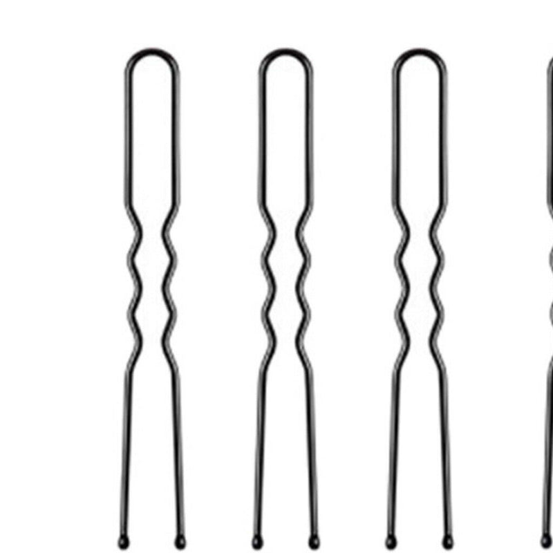 80Pcs Hair Grips U-shaped Waved Bobby Pin Bun Hairpins Clip Updo 6CM Black