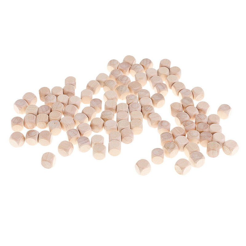 100pcs Wooden D6 DIY Rounded Corner Dice Set for Board Card Game Props 1cm