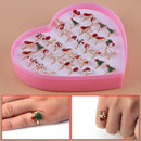 36pcs Adjustable Festive Christmas Ring Santa Claus Deer Snowman Girls Jewelry
