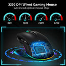 Ergonomic Usb Cable Wired Mouse 800-3200 Dpi Wired with 7 Buttons Rgb Backl