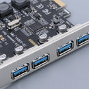 USB 3.0 to PCI-E X1 Expansion Card 4 USB Ports External Adapter for Windows