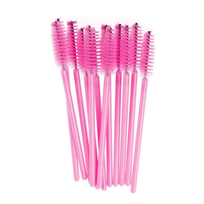 100Pcs Disposable Eyelash Brush Mascara Wands Applicator Spoolers (Pink)
