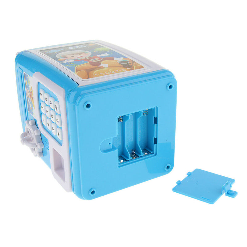 Electronic Code Safety Saving Box Cash Coin Money Piggy Bank ATM Toys Blue