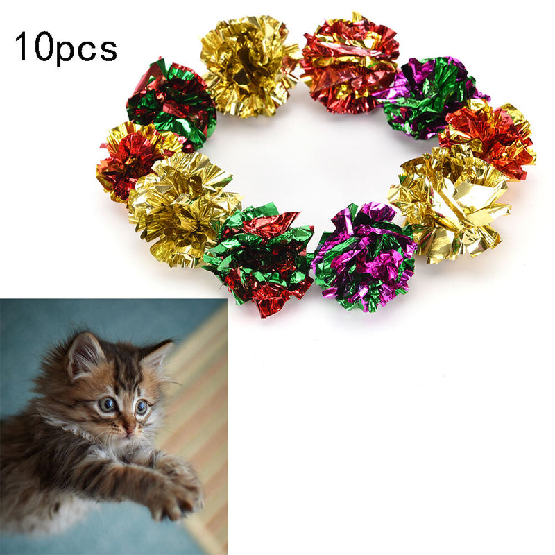 10pcs mylar crinkle balls interactive sound ball cat toys funny 3C