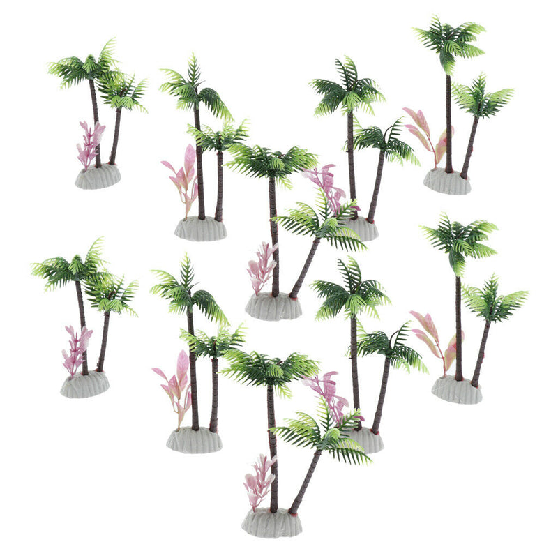10pcs Artificial Coconut Tree Creative Scenery Decoration for   Tank Home