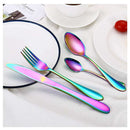 4 Pcs / Set Stainless Steel Rainbow Cutlery Set Dinnerware Set Western Food