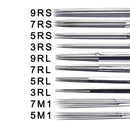 100Pieces Mix Sizes Disposable Tattoo Needles 3 5 7 9 RL 3 5 7 9 RS 5 7 M1