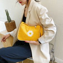 Women Nylon Handbag Flower Portable Totes Girl Travel Shoulder Bag (Yellow) A