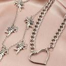 Angel Pendant Necklace Hollow Out Love Double Layer Clavicle Chain Jewelry