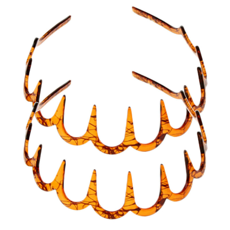 2set Deep Teeth Headband Wave Hair Hoop Girls Beach Travel Hair Decor 11cm