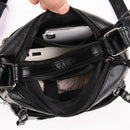 Hit Color Shoulder Messenger Handbags Women Leather Crossbody Bags (Black)